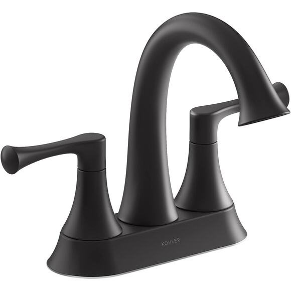 Kohler K-35951-4 Buckley 1.2 GPM Centerset Bathroom Faucet, Matte Black - Picture 3 of 4
